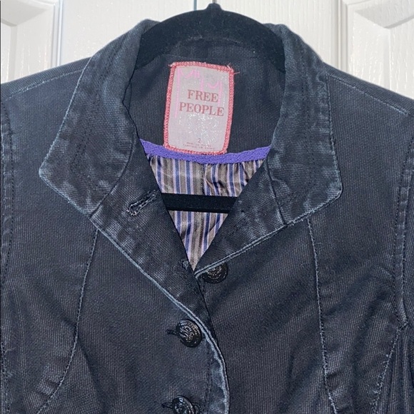 Free People distressed black jacket size 2 - Picture 2 of 14